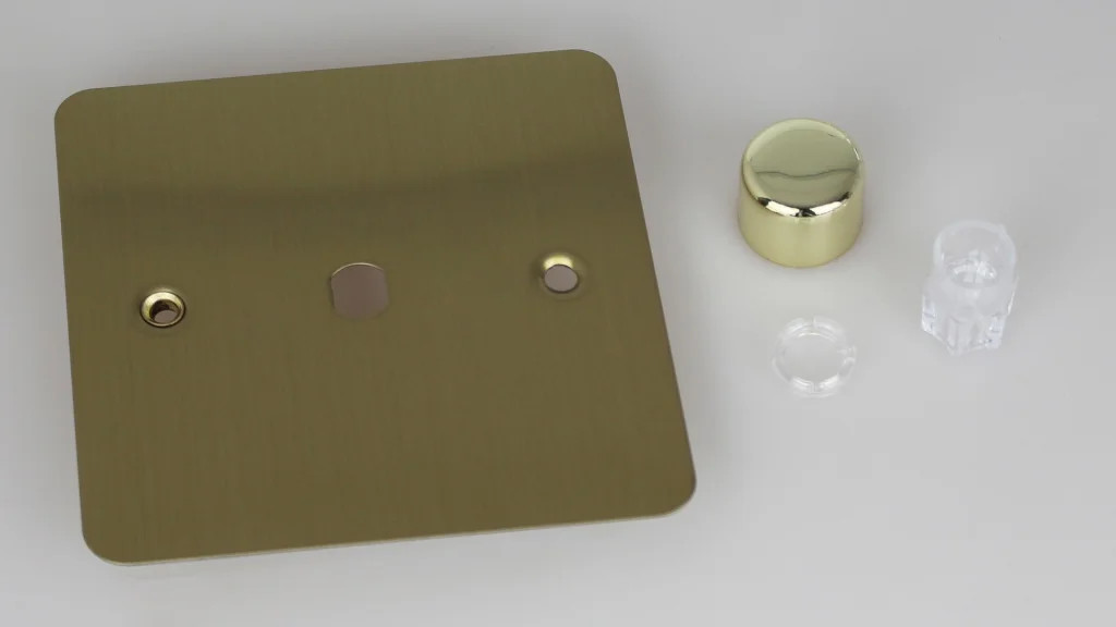 Dimmer Brass Matrix Faceplate Kit Ultraflat Brushed 1-Gang Varilight WFB1