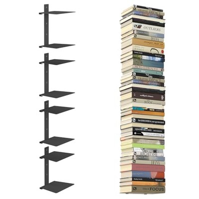 4 Mensole Da Parete In Acrilico Bianco – Ripiani Galleggianti Adesivi – Senza Foratura – 10x10x4,8 Cm – Per Ufficio E Cucina