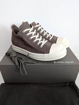 *NEW* RICK OWENS DUST SUEDE LEATHER RAMONES LOW SNEAKERS GEOBASKET (DUST, 41 EU)