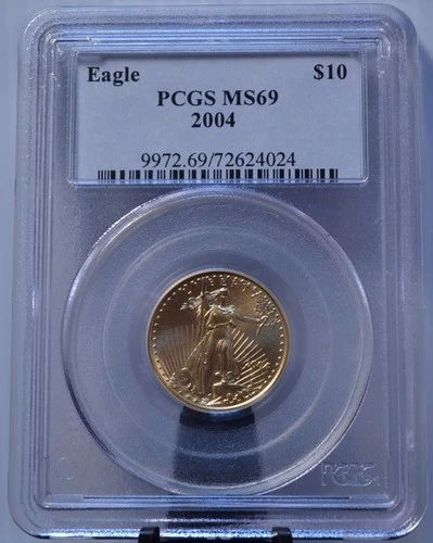 2004 $10 AMERICAN EAGLE PCGS MS69 1/4 OZ GOLD UNCIRCULATED UNITED STATES COIN
