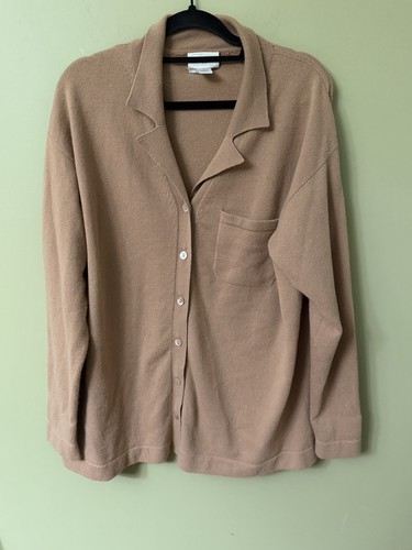 Neiman Marcus Vintage 100% Cashmere Sweater Cardigan Sz XL Tan AS IS READ - Image 1