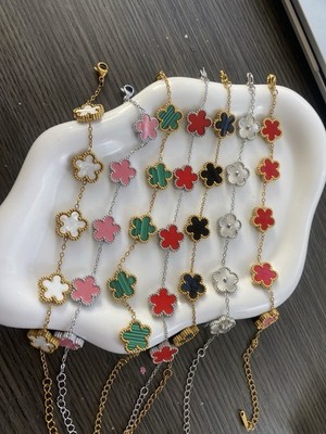 Armband 18 Karat vergoldet Kleeblatt
