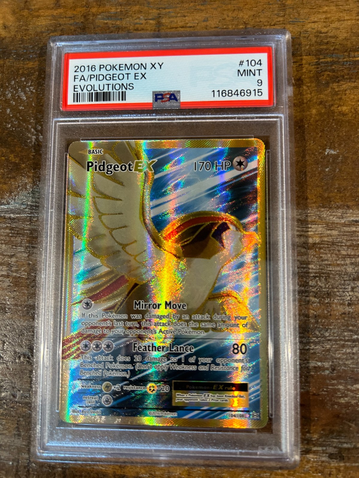 POKEMON 2016 Evolutions XY Full Art EX PIDGEOT PSA 9 Mint RARE 5 #104