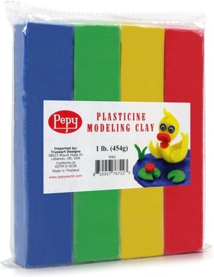Reusable and Non-Drying Oil-Based Plasticine Modeling Clay, Primary Colors, 1...