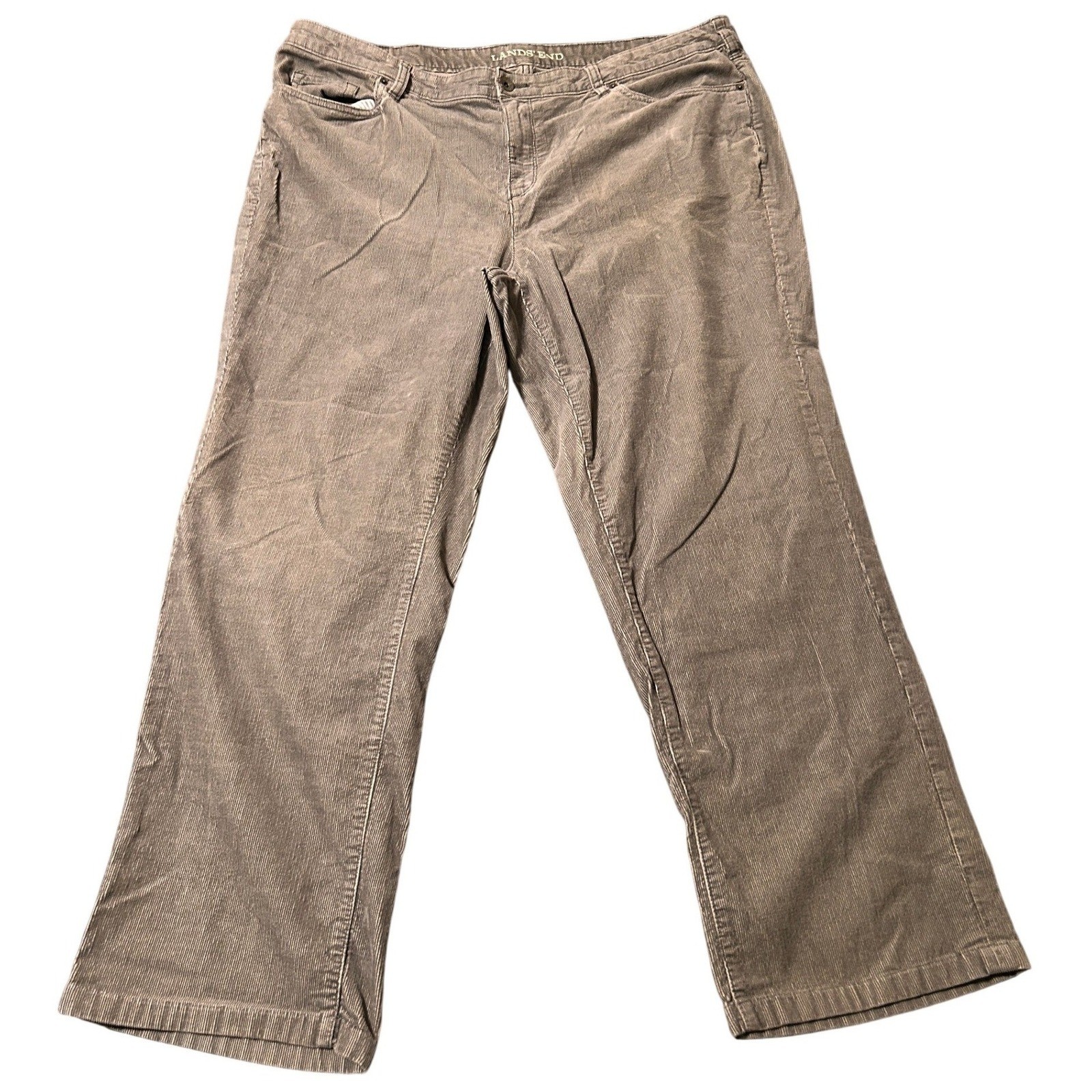 Lands End Mid Rise Straight Corduroy Pants Gray Women's Size 18W