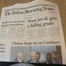 DALLAS MORNING NEWS: APRIL 23rd BILL CLINTON JERRY JONES MEET COWBOYS NFL DRAFT 