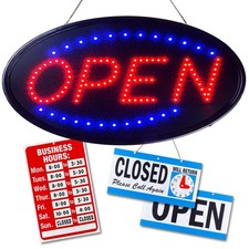 Open Sign for Business, Bright Oval Neon-Style LED Sign Model 3 17 x 10 in