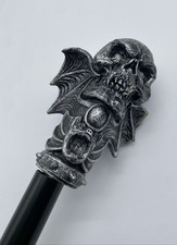 Silver Astrology Skull Walking Cane 36.5  Tall - Statement Prop Costume...