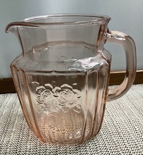 Vintage Anchor Hocking Mayfair Pink 37 Oz Pitcher - Made in USA