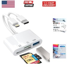 SD Card Reader for iPhone, iPad, USB C and Lightning Dual Port SD Card Adapte...
