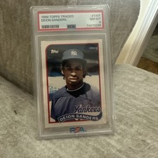 1989 Deion Sanders NYY (Topps Traded Baseball #110T) PSA 8 MINT!!