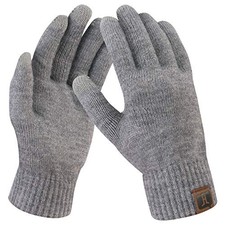 Women's Winter Touchscreen Wool Magic Gloves Warm Knit Fleece One Size Grey