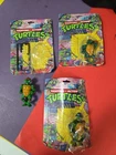 3 Vintage TMNT Teenage Mutant Ninja Turtles Figures. With Damaged Packages