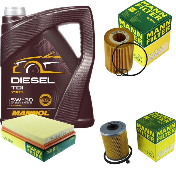 Inspektionspaket 5L Mannol Diesel TDI 5W-30 FüR Opel Meriva Combo Tour 1.7 Dti-image