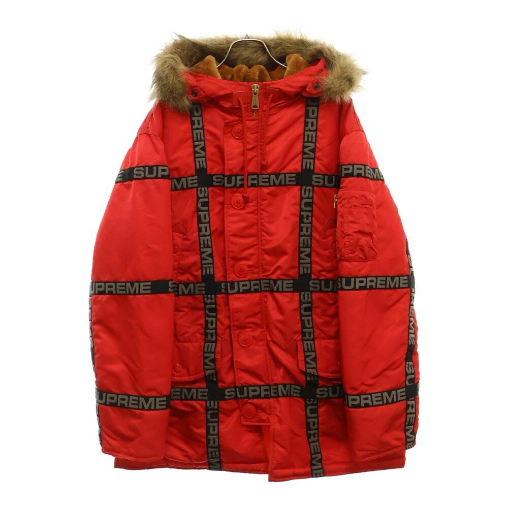 Parka Supreme taille S 18Aw logo ruban N 3B avec manteau militaire fourrure Re FkG91