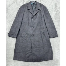 Vintage Coat Mens Large Hart Schaffner Wool Overcoat Classic Pockets Plaid Italy
