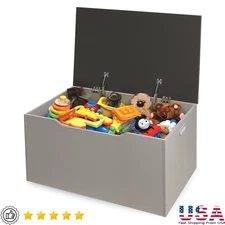Oversized Storage Box Flat Bench Toy Chest W/ Safety Hinges & Reinforced Handles