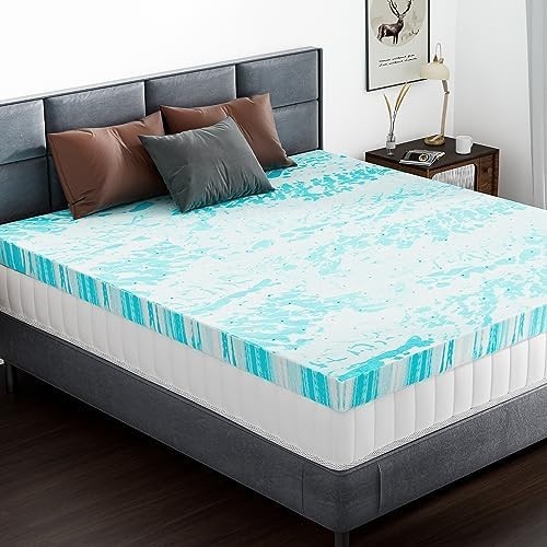 Premium Gel Memory Foam Mattress Topper US Certified Comfort Bed Pad for Cooling