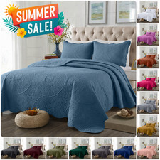 Light Weight Quilt Bedding Set Luxury Floral Quilted Bedspread with Pillow Shams
