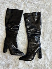 Unbranded Women’s Size 9 EU 40 Black Snakeskin Knee High Boots Heel