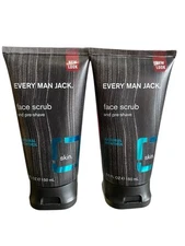 (2) Every Man Jack Face Scrub and pre-shave Natural Menthol 5 fl oz Tube NEW