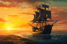 Artwork Pirates Ship Boat Oil Painting Printed On Canvas Wall Art Home Decor