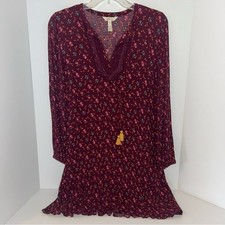 Matilda Jane womens Local Luxuries floral boho burgundy long sleeve dress size M