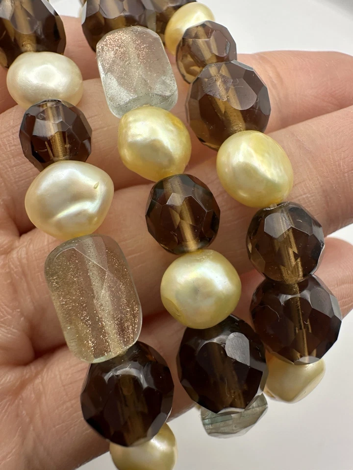 Conjunto de pulseira elástica de vidro arte pérola água doce J Jill - Imagem 4 de 4