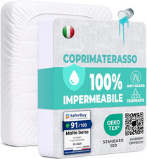 Coprimaterasso Singolo Impermeabile 90X190 Cm Lenzuolo Con Angoli Bianco in Coto