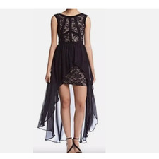 MORGAN  CO Black Lace  Chiffon Hi Low Formal Dress Size 3/4 A1