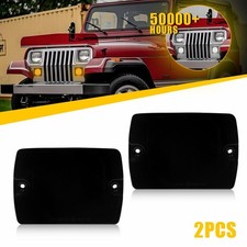 2pcs Smoked Lens Signal Turn White Amber Led Light For Jeep Wrangler Yj 87-95