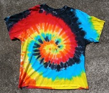Colorful Rainbow Tie Dye Spiral T-shirt Cotton Size XLarge