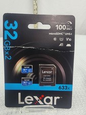 2 Lexar High-Performance microSDHC 633x 32GB UHS-I Memory Cards w/Adapter