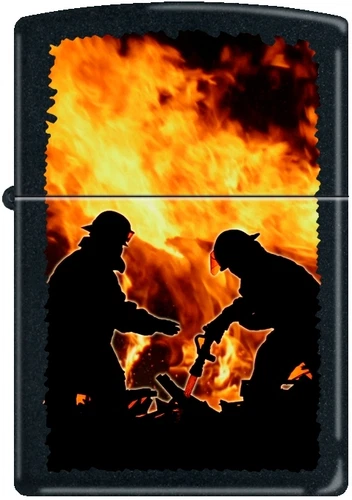 Zippo Firemen Silhouettes Fire FD Black Matte Windproof Lighter NEW RARE