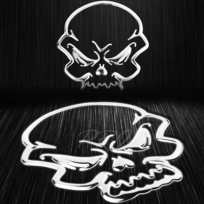 Chromed Gold 6" 3D ABS Emblem Decal Glossy Sticker Fire Skull Skeleton Car Motor Chromed Gold 6" 3D ABS Emblem Decal Glossy Sticker Fire Skull Skeleton Car Motor