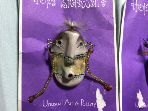 Hope Braswell Pottery Brooch Pin Artist Unique & Rare two. Jewelry - Picture 2 of 6