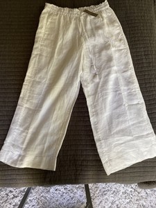 J. Crew s Para Mujer Pantalones Lino Blanco Cordón | eBay