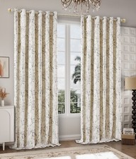 Crushed Velvet Curtains Fully Lined Pair Ring Top Marble Pattern Luxury Curtain