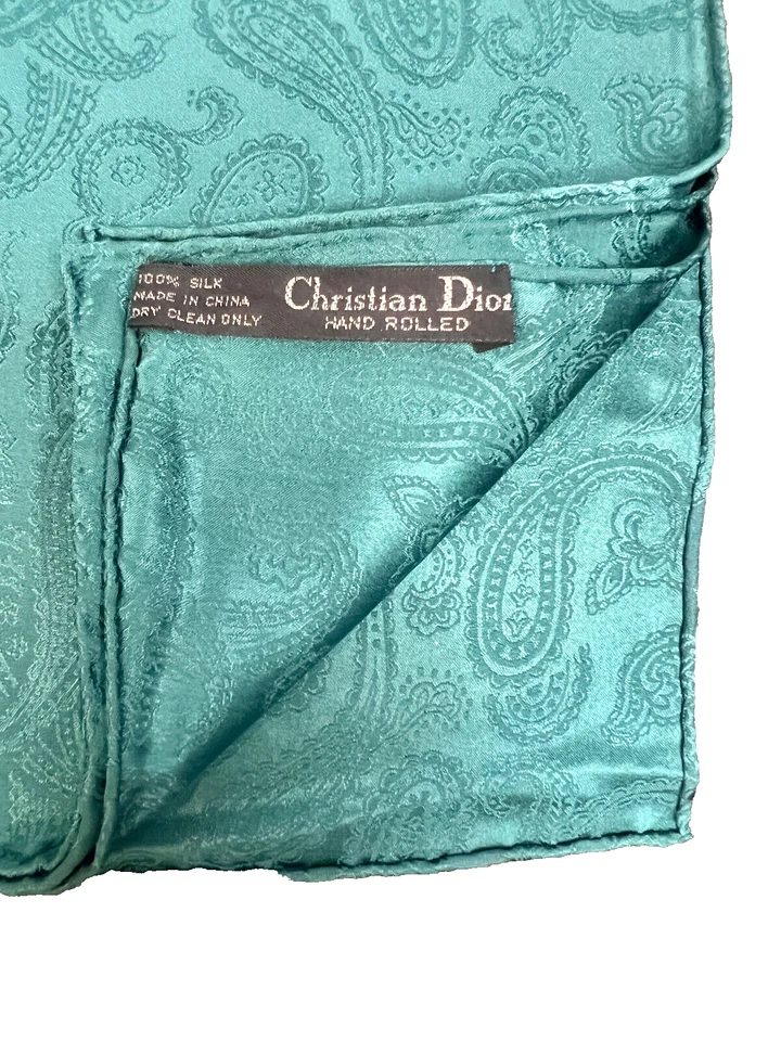 Vintage NOS 3 Pack - Silk Christian Dior Paisley Pocket Square Neckerchief 17" - Image 2 of 4