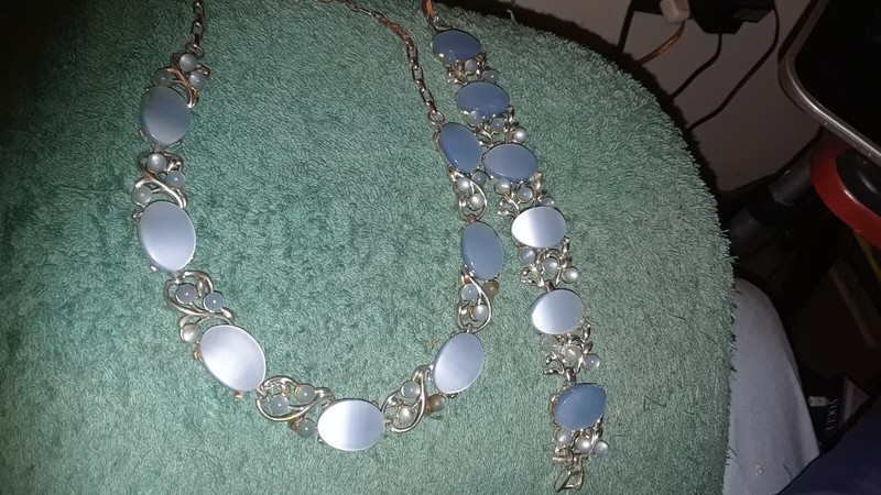 Vintage Blue Stones Necklace and bracelet Set