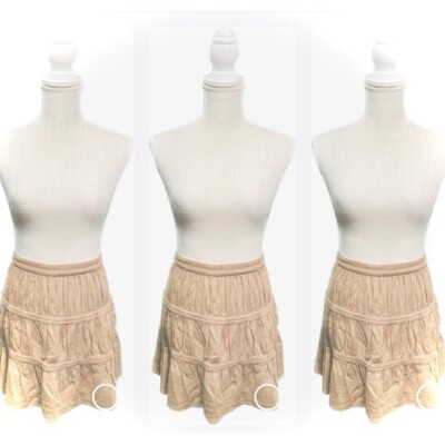 HINGE S Nordstrom Tan Cotton Viscose 3-Tier Gauzey Flounce