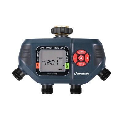 DEWENWILS Sprinkler Timer Outdoor Programmable 4 Zone Water Timer Rain Delay