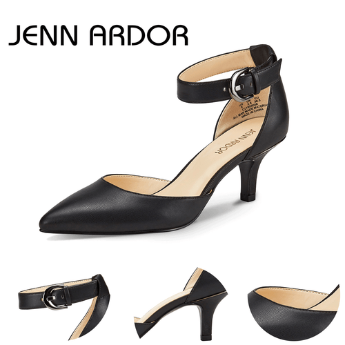 Zapatos de tacón de gatito para mujer Zapatos ROJOS Cerrados Punta Tobillo Correa Vestido Stiletto - Imagen 12 de 32