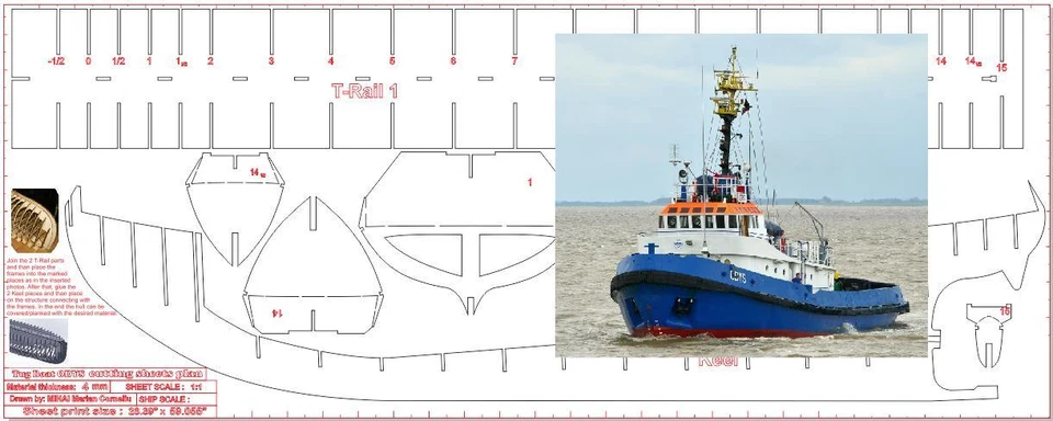 DIGITAL PLANS ONLY Model Tug Boat Plan 6 sheets 57" 1:25 Tugboat ON EMAIL - Image 2 of 4