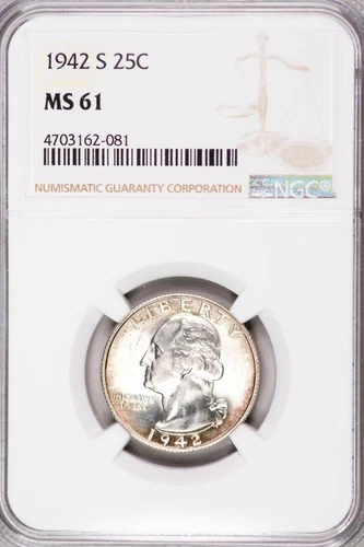 1942-S Washington Quarter MS61 NGC Toned #2356