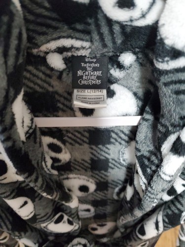 Nightmare Before Christmas Robe Jack Skellington Pajamas Boy Girl Disney Sz 12/1 - Picture 2 of 5