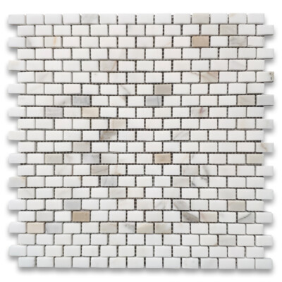 G60XH Calacatta Gold Calcutta Marble Mini Brick Subway Mosaic Tile Honed
