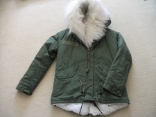 Popski Womens Jacket Size M With Detachable Fur, Green