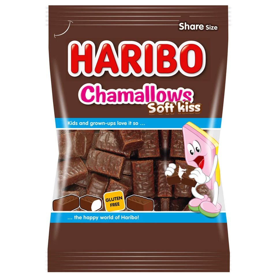 MARSHMELLOW Haribo Chamallows Soft Kiss Cioccolato Schiuma Dolce 200g