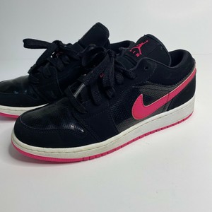 Air Jordan AJ 1 Low Size 7Y Womens Size 8 Black Hot Pink Shoes 554723-008 | eBay